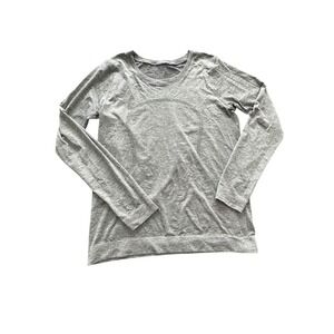 Lululemon Swiftly Womens‎ Sz~8 Gray Top Tech Long Sleeve Activewear #FF9-6